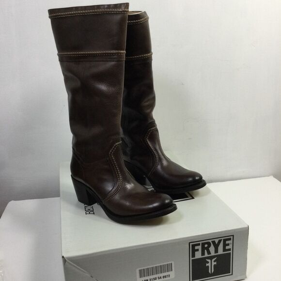 FRYE Womens Jane 14L Stitch AFG Leather Casual Dress Boot Dark Brown Size 10 NWB - Picture 1 of 14